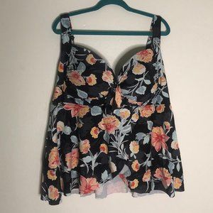 TORRID 3 Floral Underwire Swim Tankini Top